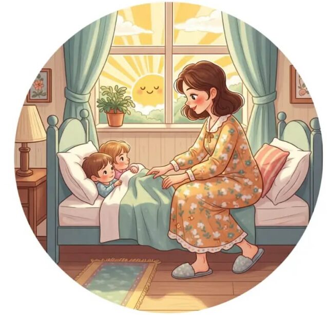 早起きする双子の母親